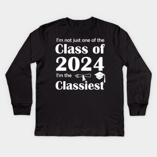 Lispe Not Just One of the Class of 2024 (white lettering) Kids Long Sleeve T-Shirt